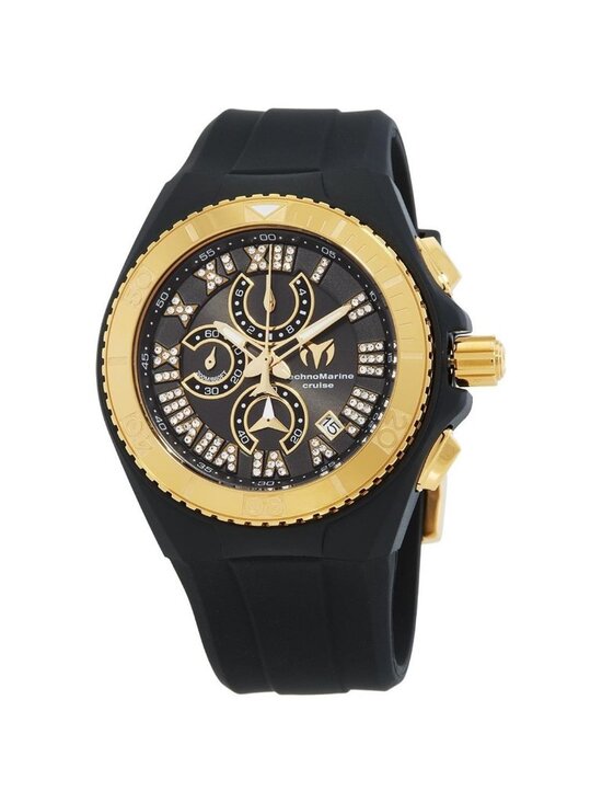 NWT Technomarine Cruise Chronograph Quartz Black Mother of Pearl Dial Men\'s Watc